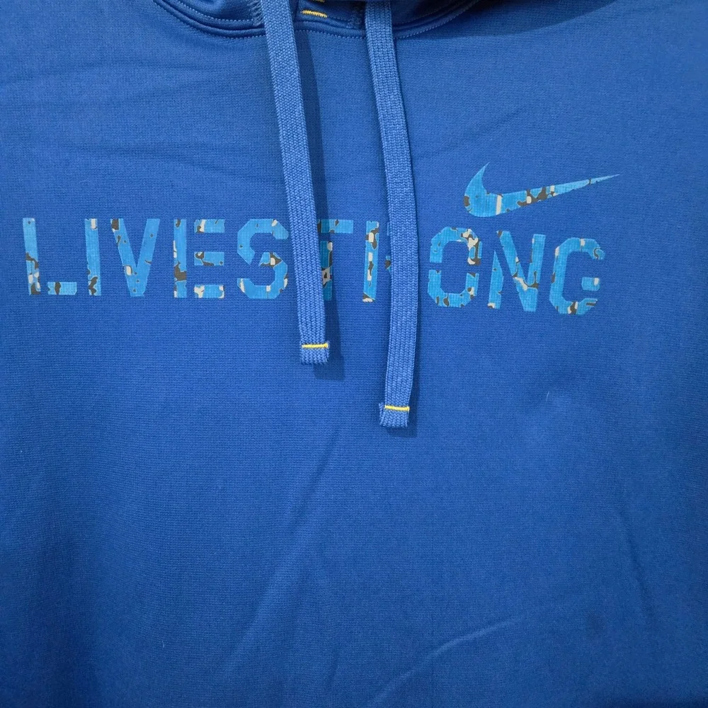 Nike VTG Y2K‎ Livestrong Therma-FIT Hoodie Mens Large Blue Logo Sweatshirt